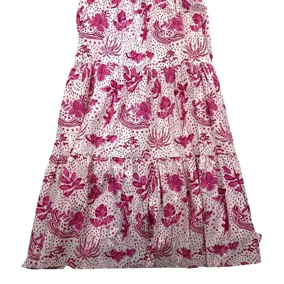 NWT Zara Women's L Strappy Floral Cut-Out Maxi Dress Pink White Resort Tropical - Picture 11 of 14